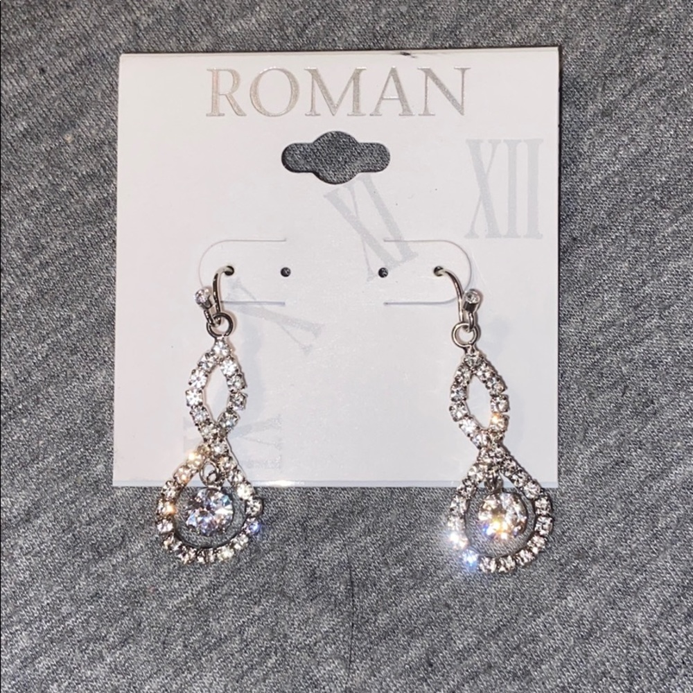 Silver diamond dangle earrings